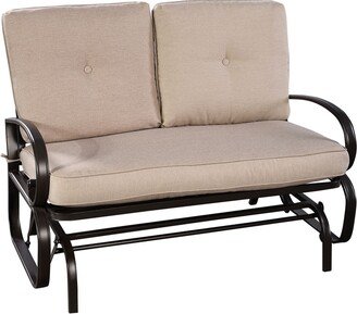 Outdoor Patio Cushioned Rocking Bench Loveseat - 47.5