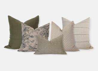 Sofa Pillow Covers, Olive Combo Set, Combinations Sofa, Blush Throw Pillows, Pillows For Couch Green, Cream