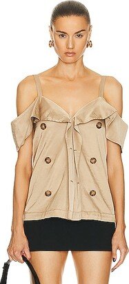 Draped Trench Top in Beige