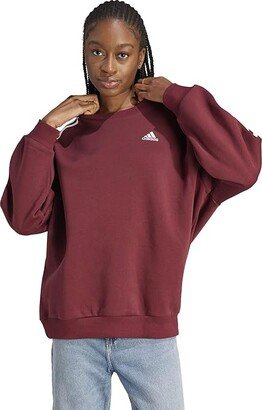 3-Stripes Fleece Oversize Sweatshirt (Shadow Red/White) Women's Clothing