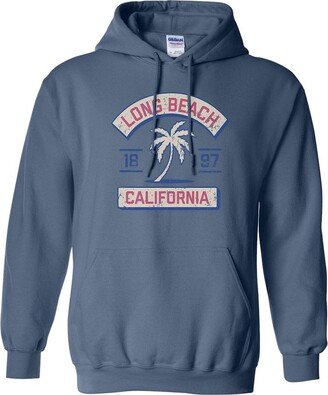 TeesAndTankYou Vacation Long Beach California Hoodie Sweatshirt Unisex 3X-Large Indigo Blue