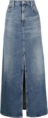 Leif mid-rise denim maxi skirt