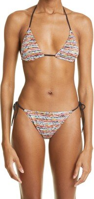 Zigzag Two-Piece One-Shoulder Swimsuit