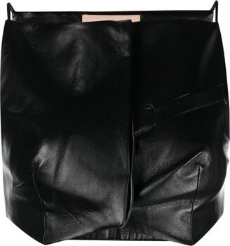 Elfi faux-leather crop top