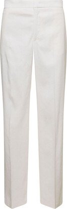 White High-Waisted Tailored Trousers in Hemp Blend Woman