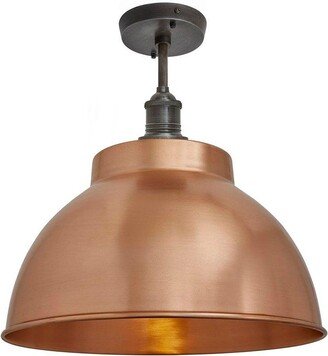 Industville Brooklyn Dome Flush Mount, 13 Inch, Copper, Pewter Holder