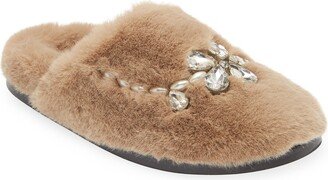 Embellished Faux Fur Slipper