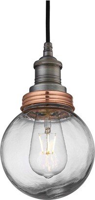 Industville Brooklyn Outdoor & Bathroom Pendant, Pewter Holder, Copper Ring, Globe