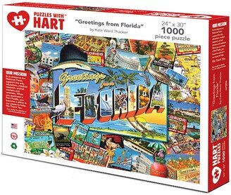 Hart Puzzles Greetings From Florida 24 x 30 By Kate Ward Thacker Set, 1000 Pieces