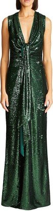 Magdalena Draped Sequined Gown