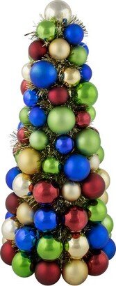 Northlight 15.75 Multi-Color 3-Finish Shatterproof Ball Christmas Tree with Tinsel