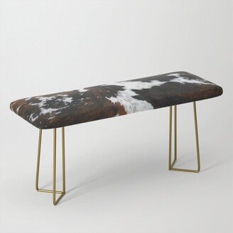 White and brown cow skin cowhide fur Benches