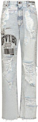 Dolce & Gabbana DGVIB3 Distressed Wide-Leg Jeans