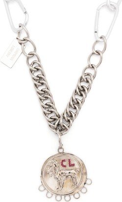 Dog-Charm Curb-Chain Necklace