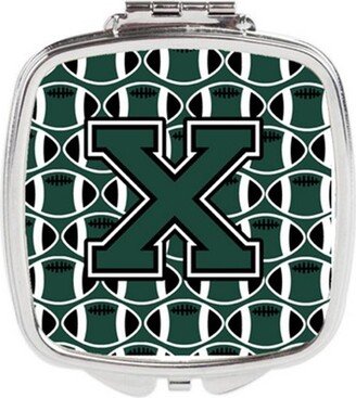 CJ1071-XSCM Letter X Football Green & White Compact Mirror