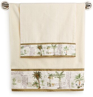 Colony Palm Tree Bordered Cotton Hand Towel, 16