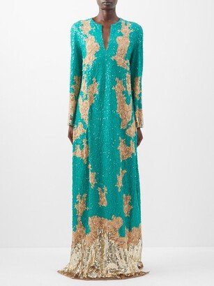 Sequin-embroidered Tulle Gown