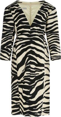 Zebra Print V-Neck Dress