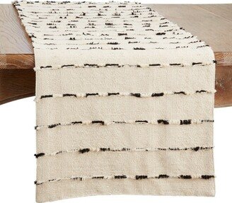 Saro Lifestyle Table Runner With Striped Design, Black, 16 x 72