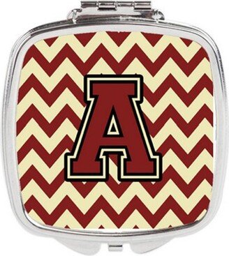 CJ1061-ASCM Letter A Chevron Maroon & Gold Compact Mirror