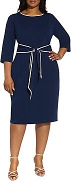 Adrianna Papell Plus Crepe Tipped Trim Dress