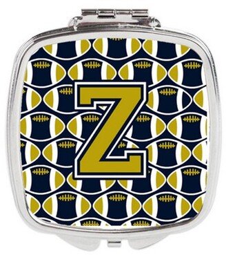 CJ1074-ZSCM Letter Z Football Blue & Gold Compact Mirror, 3 x 0.3 x 2.75 in.