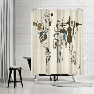 71 x 74 Shower Curtain, Musical Instrument Map by Michael Tompsett - Art Pause