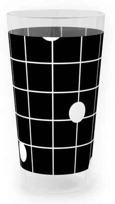 Outdoor Pint Glasses: Dot Line - Black And White Outdoor Pint Glass, Black