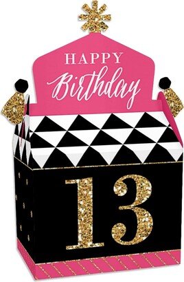 Big Dot of Happiness Chic 13th Birthday , Black and Gold - Treat Box Party Favors - Birthday Party Goodie Gable Boxes - Set of 12