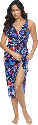 Fuego Flora Long Sarong (Black Multi) Women's Swimwear