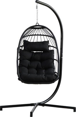 RASOO Sturdy and Weather-Resistant Hanging Egg Chair with Stand-AB