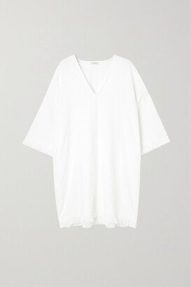 Frayed Cotton-terry Jacquard Coverup - White