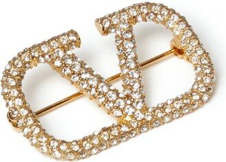 VLogo Signature crystal brooch