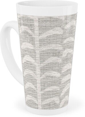 Mugs: Grasscloth Vine - Neutral Tall Latte Mug, 17Oz, Gray