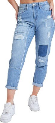 Junior Dream High-Rise Straight Patchwork Jean