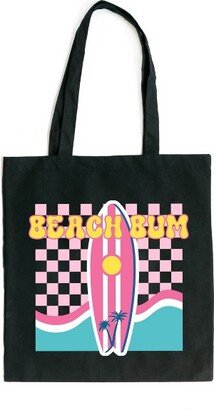 City Creek Prints Beach Bum Surf Board Canvas Tote Bag - 15x16 - Black