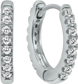 Monary 1/10 Carat TW Small Diamond Huggie Hoop Earrings in 10K White Gold