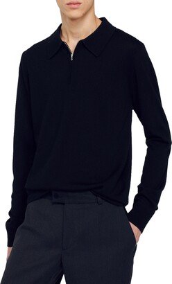 Milano Long Sleeve Quarter Zip Wool Blend Polo