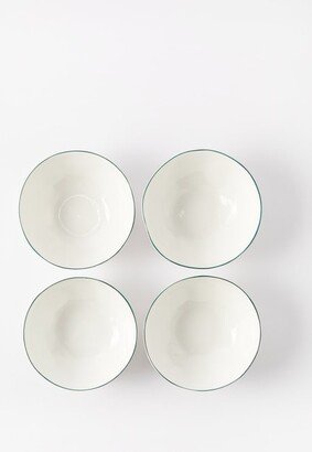 Set Of Four Painted-rim Fine China Cereal Bowls-AA