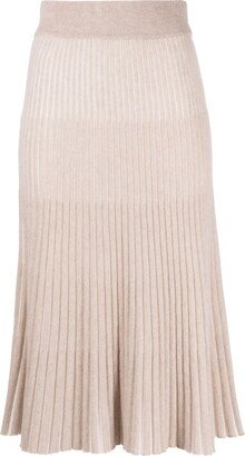 Tiara plissé cashmere midi skirt