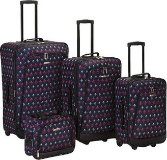 Reaction 4pc Expandable Softside Checked Luggage Set - Black Icon