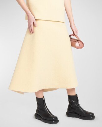 Asymmetric Reversible Wool Midi Skirt