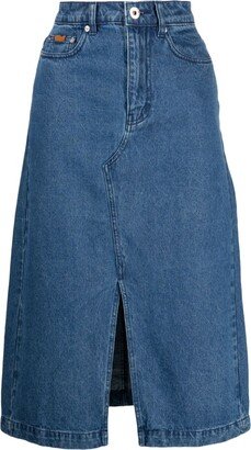 CHOCOOLATE Front-Slit Denim Midi Skirt