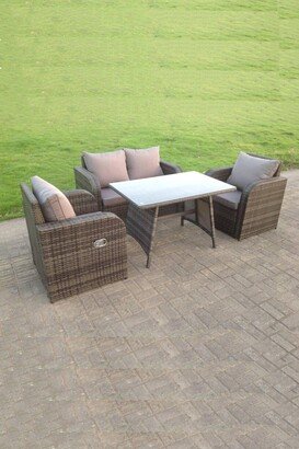 Fimous PE Rattan Garden Furniture Set Adjustable Chair Sofa Double Love Seat