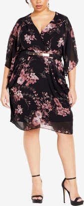 Trendy Plus Size Bold Blossom Wrap Mini Dress