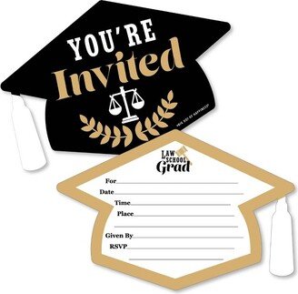 Big Dot of Happiness Law School Grad - Shaped Fill-in Invitations - Future Lawyer Graduation Party Invitation Cards with Envelopes - Set of 12