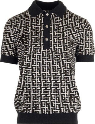 Monogram Printed Knitted Polo Shirt