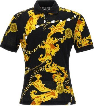 Baroque-Printed Short Sleeved Polo Shirt