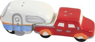 Beachcombers Coastal Life Tabletop Truck With Camper S & P Set - One Salt And Pepper Set 1.5 Inches - Summer Travel Vacation - 03177 - Ceramic - Red