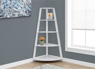 White 60-inch High Corner Accent Etagere Bookcase